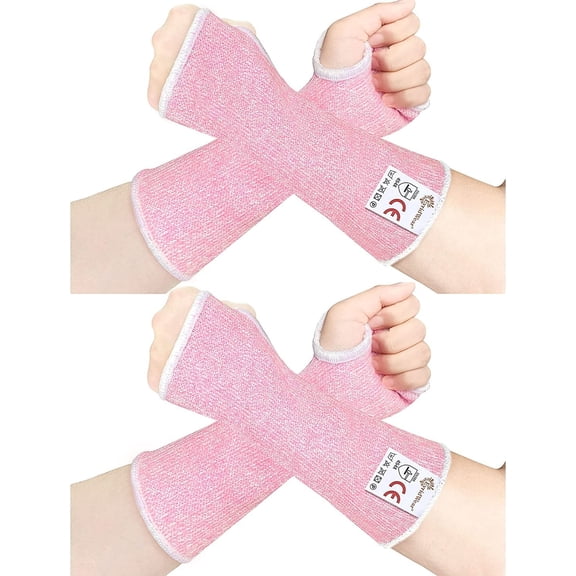 EvridWear 2 Pairs Protective Sleeves for Arm, Men Women Arm Guards Level 5 Cut Resistant Arm Protectors for Thin Skin, Pink