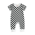 thumbnail image 1 of Liacowi Newborn Unisex Baby Boy Girl Casual Romper Short Sleeve Jumpsuit Checkerboard Printed Summer Bodysuit, 1 of 9