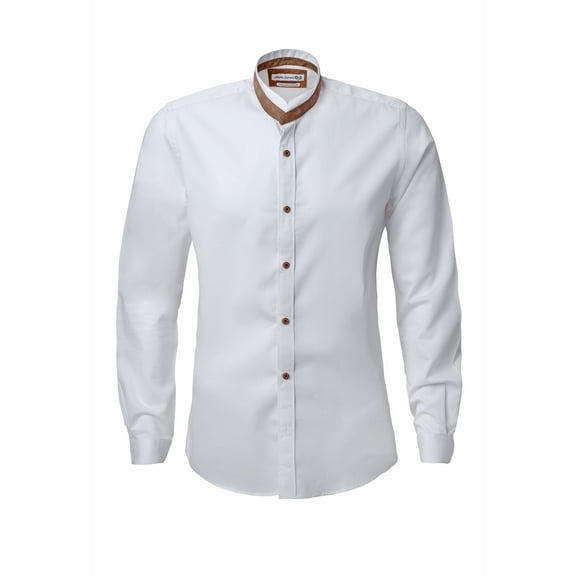 Rajiva Agrawal: Men's Shirt in 100% Cotton with Suede Trim (Color: White, Size: Large)
