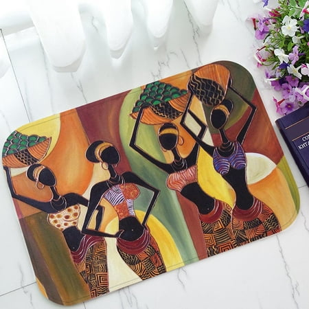 Mat Welcome Door Mat - GCKG African Women Non-Slip Doormat Indoor/Outdoor/Bathroom Doormat 23.6 x 15.7 Inches