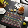 thumbnail image 3 of Colorful Geometric Striped Pattern Summer Placemats Table Placemats Set Of 6-Linen Kitchen Washable Placemats Table Mats 11.8"x17.7" Non-Slip Heat Resistant, 3 of 5