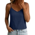 thumbnail image 4 of SSZMDLB Women Sleeveless Tank Tops V Neck Summer Basic Tee Casual Soft Cotton Shirt Vest Camisole Solid Color Vacation Outfits Workout Clothes, Navy 2XL, 4 of 7
