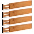 thumbnail image 1 of Separadores de cajones ajustables de bambú extragrandes, expandibles (2,6 de alto, 17,5 a 22 pulgadas), separadores organizadores de utensilios de cocina para cocina, vestidor, dormitorio, cajón de bebé, baño y oficina, juego de 4 (gris) Ormromra DCF25-1, 1 of 6