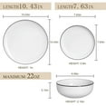 thumbnail image 2 of Ollieroo Kitchen Plates and Bowls Sets, 12 Pieces Porcelain Dinnerware Set for 4, Handmade Ceramic Dish Set wtih Black Rim, Ceramic Dishware Dishes Microwave and Dishwasher Safe, 2 of 9