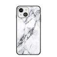 thumbnail image 2 of for iPhone 14 6.1" Marble Glass Case, Flexible TPU Bumpers Anti-Fingerprint Anti-Scratch Heavy Duty Full Body Protective Case for iPhone 14 Ladies Girls Women, Black, 2 of 2