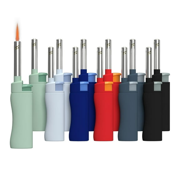 MK Lighter Candle Lighters, Windproof Flame, Ideal as Lighters for Candle, BBQ Lighters, Camping Lighters, Outdoor Lighters, Butane Refillable Lighters, Multipurpose Lighters (NBR-12PC)