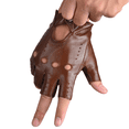 thumbnail image 2 of Men's Fingerless Half Finger Driving Gloves Genuine Sheepskin Leather Lightweight Outdoor Gloves for Daily Use, 2 of 7