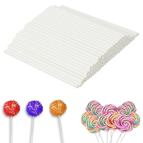 White Paper Lollipop Sticks,Bexikou 200 Pcs 4 Inch Lollipop Sticks,Cake Sticks Candy Making Sticks for Making Lollipops Candies Chocolates and Cookies