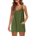 thumbnail image 2 of XCHQRTI Women's Sleeveless Jumpsuit Spaghetti Strap with Pockets Casual Summer Overall, Suspender Mini Dress + Suspenders + Shorts, 2 of 5