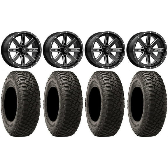 MSA Milled Boxer 15" UTV Wheels 32" BFG KM3 Tires Polaris RZR XP 1000 / PRO XP / Ranger XP 900/1000