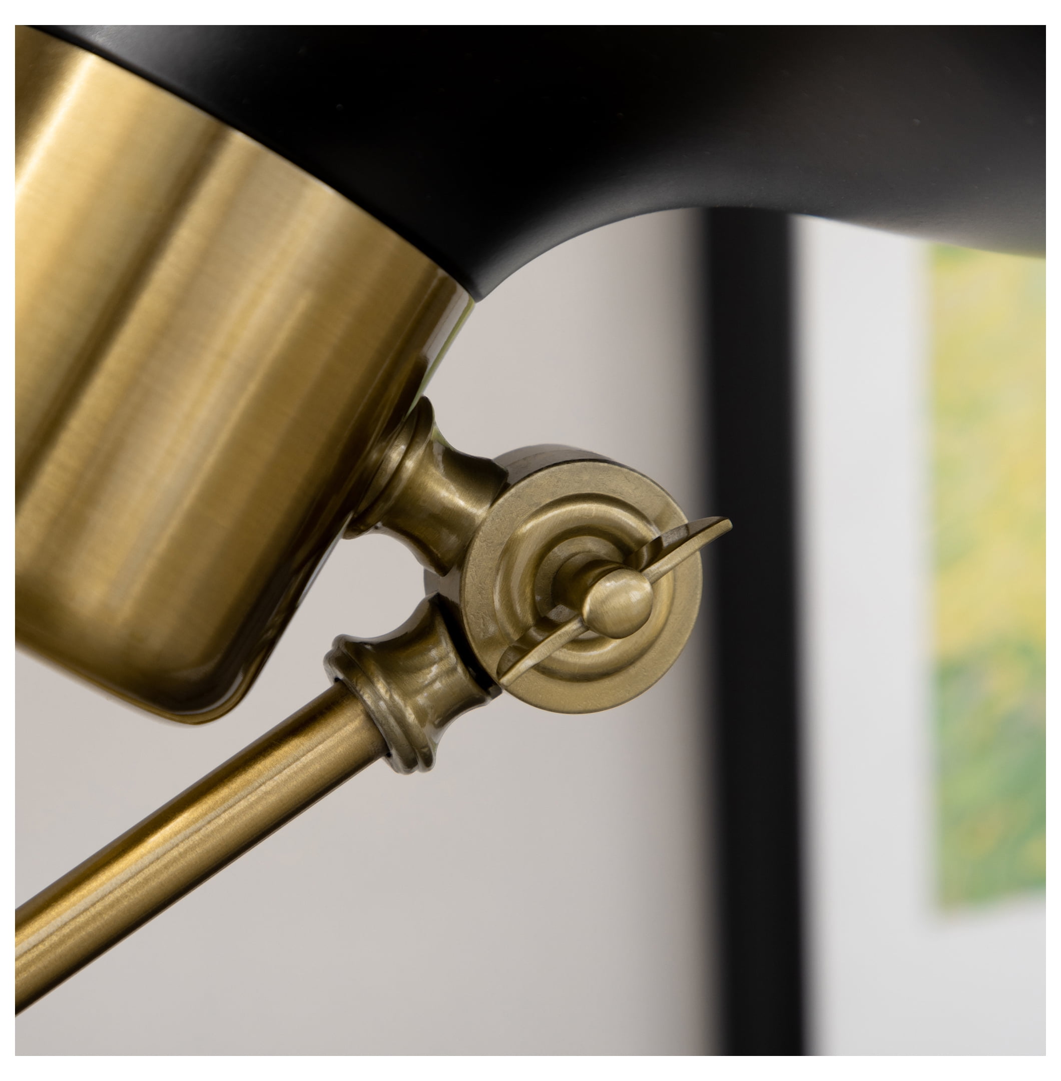 Adjustable Floor Lamps for Living Room, Standing Lamp for Bedroom with Balance Arm, Adjustable Head and Height, Tall Black and Gold Lamp (Bulb not Included)