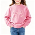 thumbnail image 3 of CYRBOKO Girls Sweatshirts, Crew Neck Fleece Lined Casual Cotton Long Sleeve Tops Pink Size 5-6 T, 3 of 6