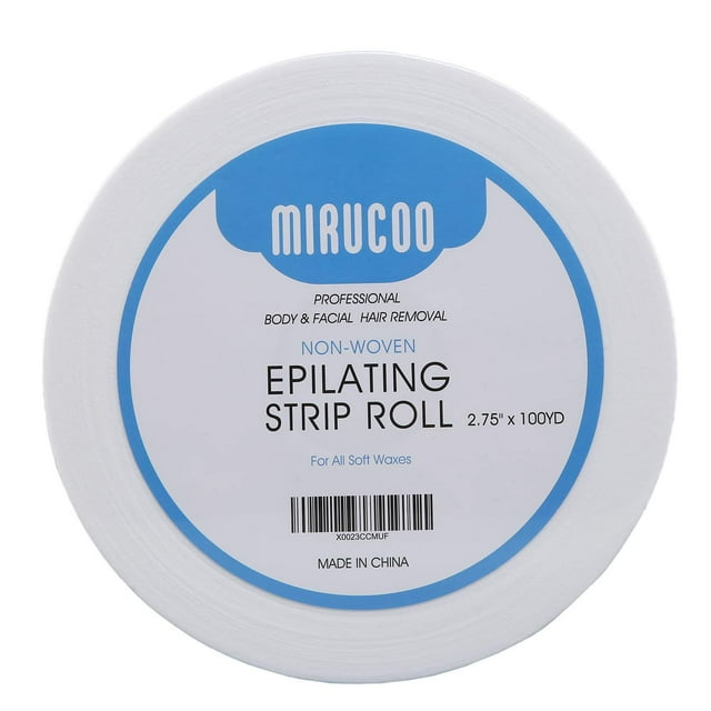 Rollo de tiras de cera no tejida Mirucoo para depilación corporal y facial, paquete de 2,75 pulgadas x 100 yardas, rollo de depilación
