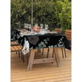 thumbnail image 2 of Easter Bunny Outdoor Tablecloth - 60x84 Inch Rectangle Dining Table Cover, Green Eucalyptus Leaves Spring Flowers Black Waterproof Outdoor Table Cloth with Umbrella Hole & Zipper for Picnic/Patio, 2 of 7