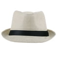 thumbnail image 4 of SWSMCLT Women's Straw Fedora Hat Vintage Fedora with Brim 1920s Classic Men's Retro Panama Hat Sun Protection Beach Cream One Size, 4 of 4
