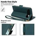 thumbnail image 3 of Compatible with Google Pixel 9A Wallet Case with Credit Card Holder & Cash Slot, RFID Blocking Durable PU Leather Flip Magnetic Protective Stand Cover Wrist Strap Women Men,Green, 3 of 7