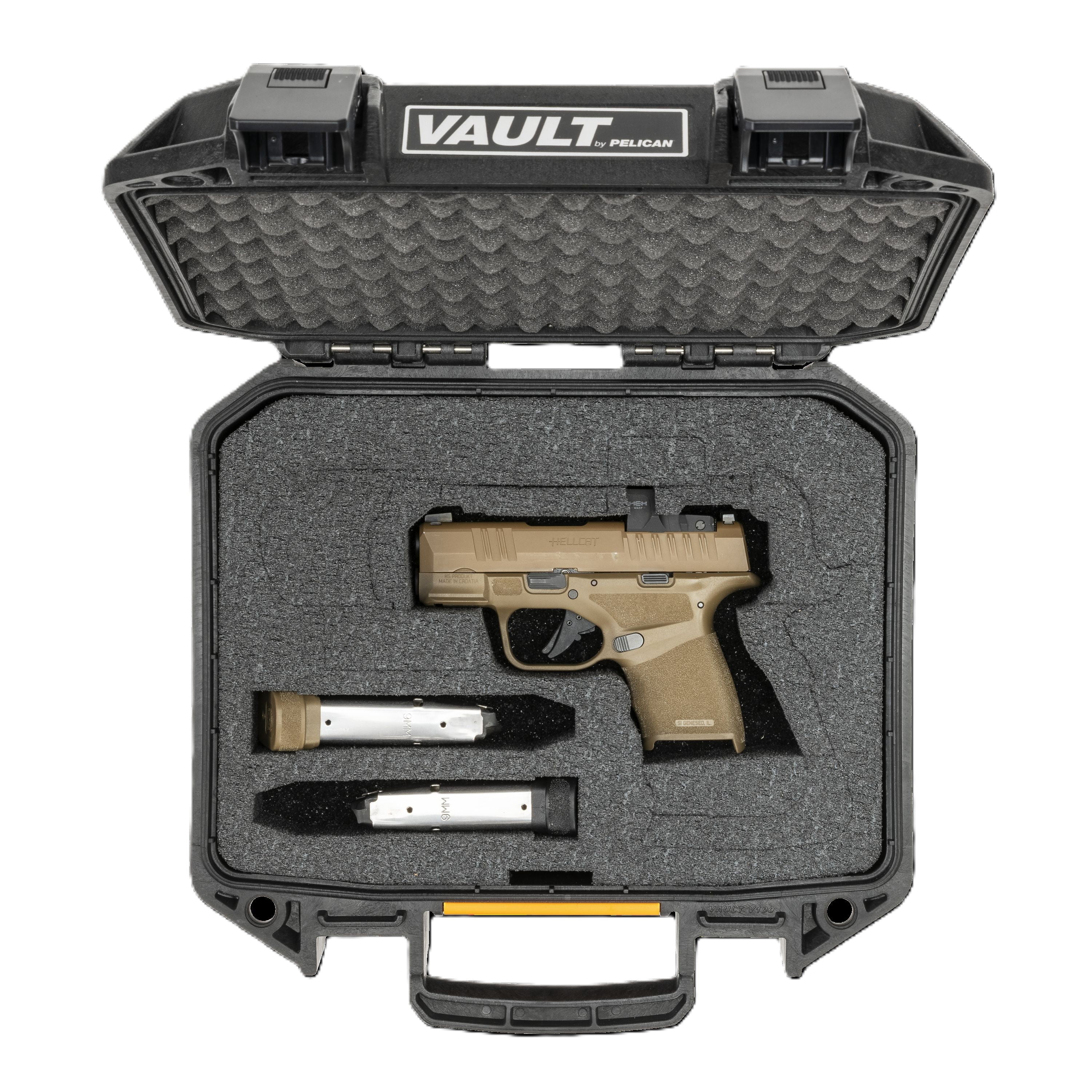 Pelican Vault V100PF1 Universal Pistol Case with Custom Pre-cut Foam - Black