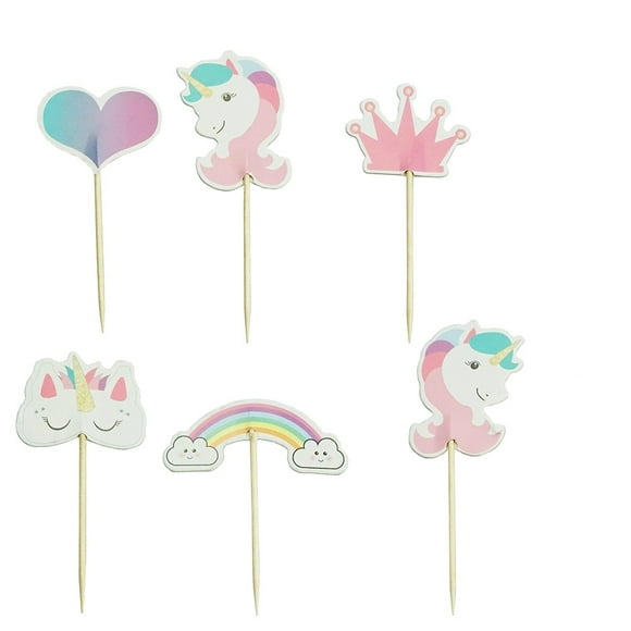24pcs Unicorn Cloud Cake Cupcake Toppers Decoration Cake Picks For Kids Baby Shower Birthday Party