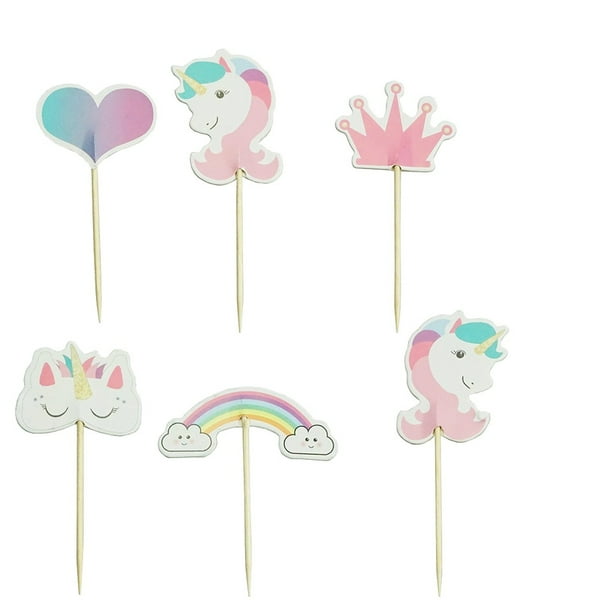 UPOUART 24Ud Toppers Para Pastel Con De Unicornio Y Nube Para De Fiesta