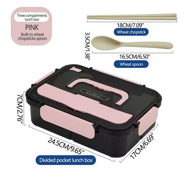 School Lunch Box Partition Lunch Box, Large Capacity Plastic Microwave Oven, Lunch Box wtih Cutlery, Portable Lunch Box Set for Working Students Large Lunch Box