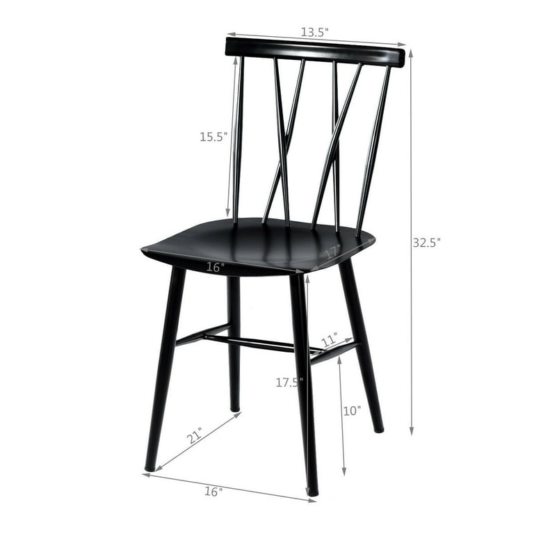 Costway Set of 2 Black Steel Dining Side Chairs with Cross