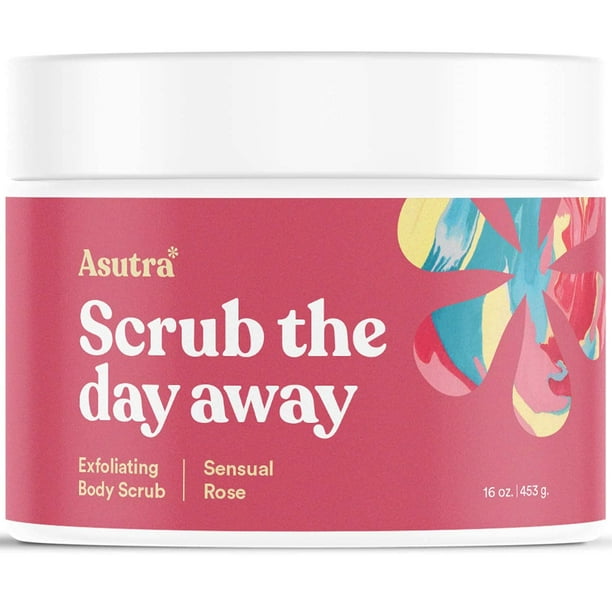 ASUTRA Exfoliante corporal con aceite esencial de sal del Mar Muerto (rosa sensual) 16 oz - Ultra hidratante suave e hidratante - Aceites de coco, rosa y sándalo