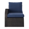 thumbnail image 4 of CorLiving Brisbane Rust-Resistant Resin Wicker and Steel Left Arm Outdoor Patio Sectional Piece with Cushions, Charcoal Grey/Navy Blue, 4 of 9