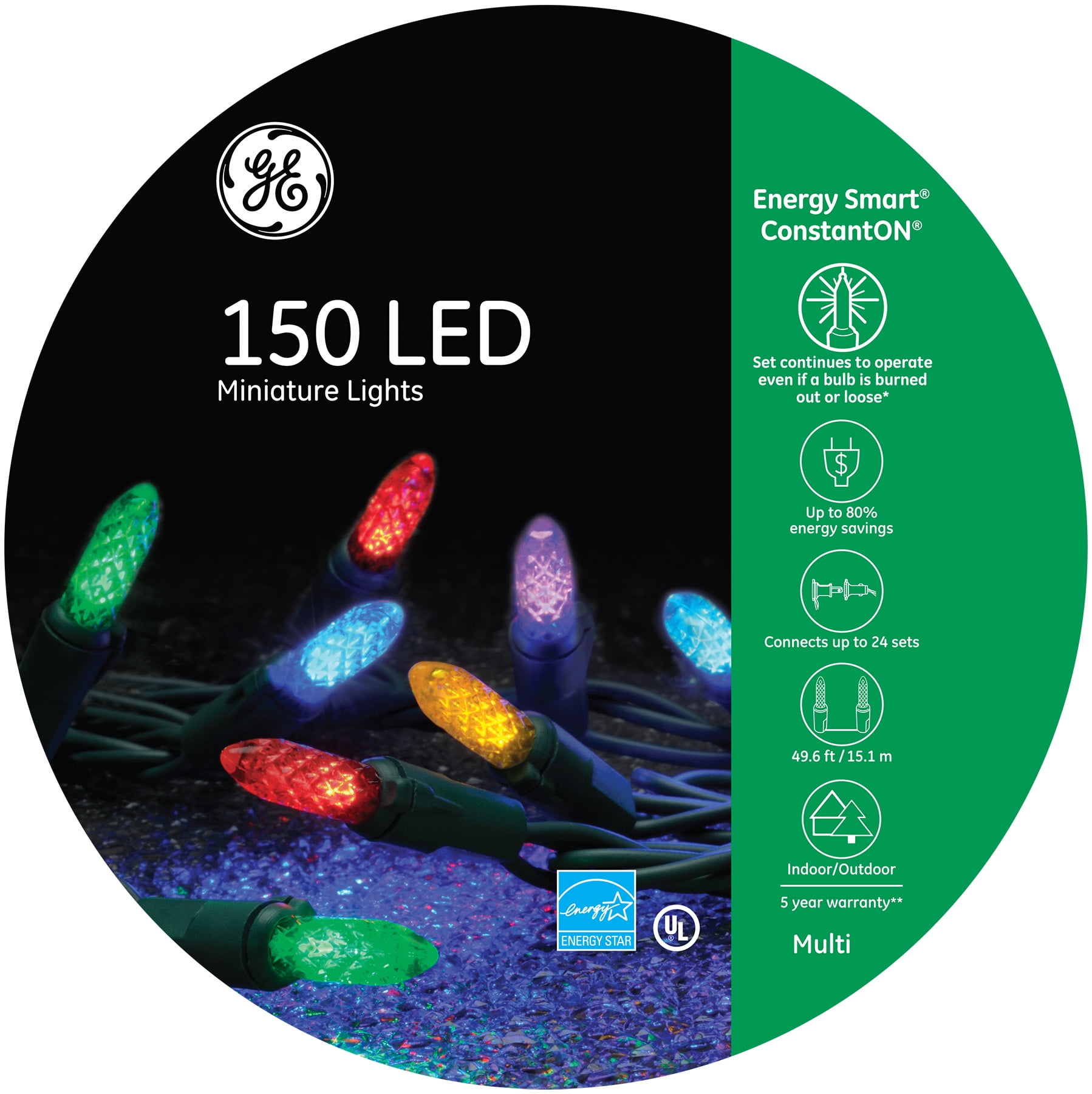 GE StayBright 250-Count 51.8-ft Multicolor Led Plug-In GE StayBright 250-Count 51.8-ft Multicolor Led Plug-In