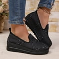 thumbnail image 4 of Rollbacks Womens Loafers Shoes Fashion Low Heel Slip on Shoes Women's Fashionable Casual - Winter Solid Color Round Head Light Breathable Skate Shoes And Fla Layer Shoes Black 39, 4 of 6