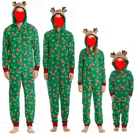 

JBEELATE Christmas Family Matching Hoodie Pajamas Reindeer Romper Long Sleeve One Piece Jumpsuit Zipper Pjs for Adult Kids Baby