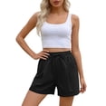 thumbnail image 7 of Seamless Womens Biker Shorts Summer Drawstring Shorts Women Casual High Waisted Shorts with Pockets Black XL, 7 of 7