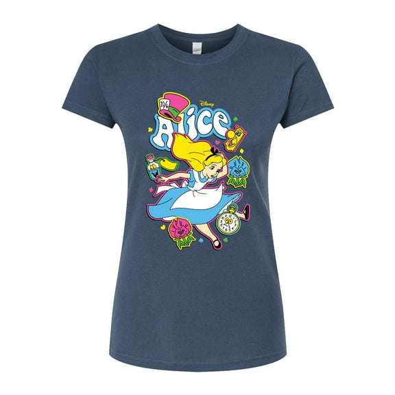 Disney - Alice In Wonderland - Alice Stickers - Juniors Fitted Graphic T-Shirt