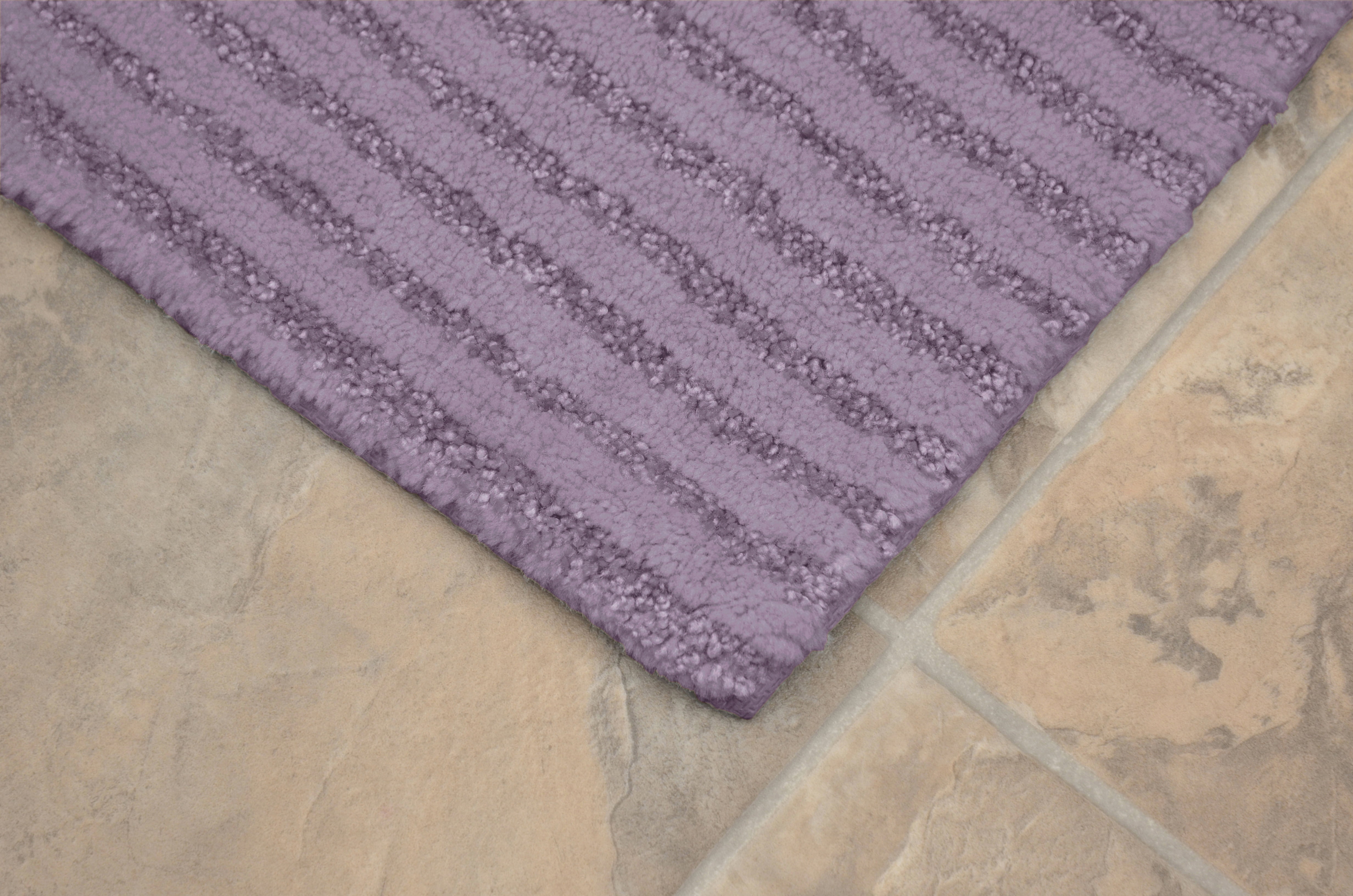 Garland Rug Sheridan Washable Nylon Bath Rug Set, 2 Piece Set (17"x24" Bath Rug, & 21"x34" Bath Rug) Purple