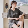 thumbnail image 1 of Ropa de dormir para mujer, pijamas sueltos de Modal, conjunto de dos piezas para mujer, pantalones cortos finos de manga corta para primavera y verano, traje con almohadilla para el pecho, 1 of 5