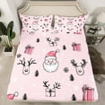 thumbnail image 2 of Feelyou Cartoon Santa Claus Twin Sheet Sets, Reindeer Snowflake Twin Fitted Sheet, Merry Christmas Gift Flat Sheet, Ultra Soft Home Decor,3 Pieces, 2 of 7