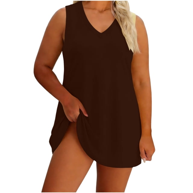XiYing Robes Décontractées pour Femmes, Robe Décontractée Ample à Col en V pour Femmes Grande Taille, Manches Courtes Tenue d'Intérieur, Coupe Confortable pour Journées Relax, TG-5TG,