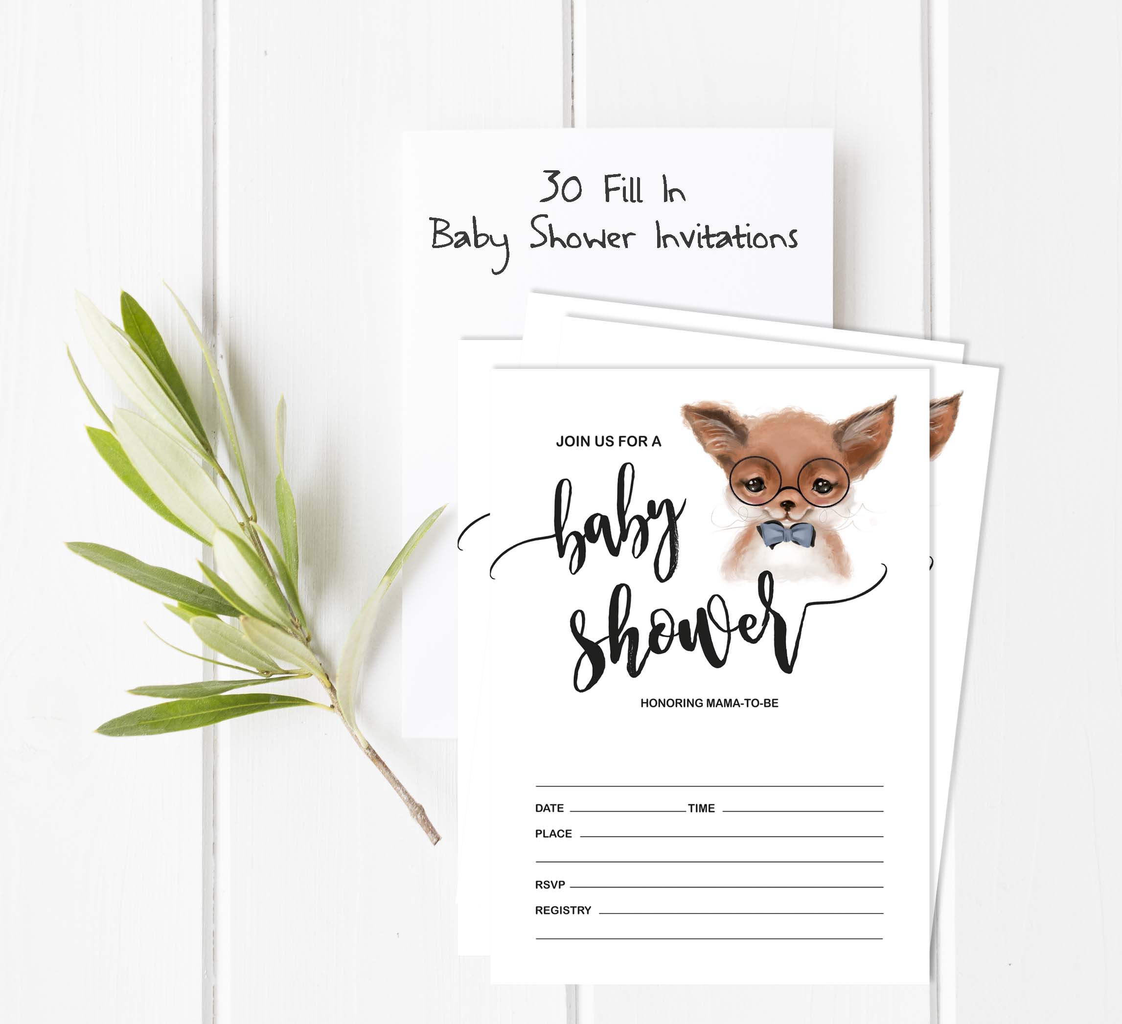 Inkdotpot Set Of 30Fox Baby Shower Invitations-Diaper Raffle Tickets And Baby Shower Book Request Cards Jungle Animals Invites Its A Boy Its A Girl