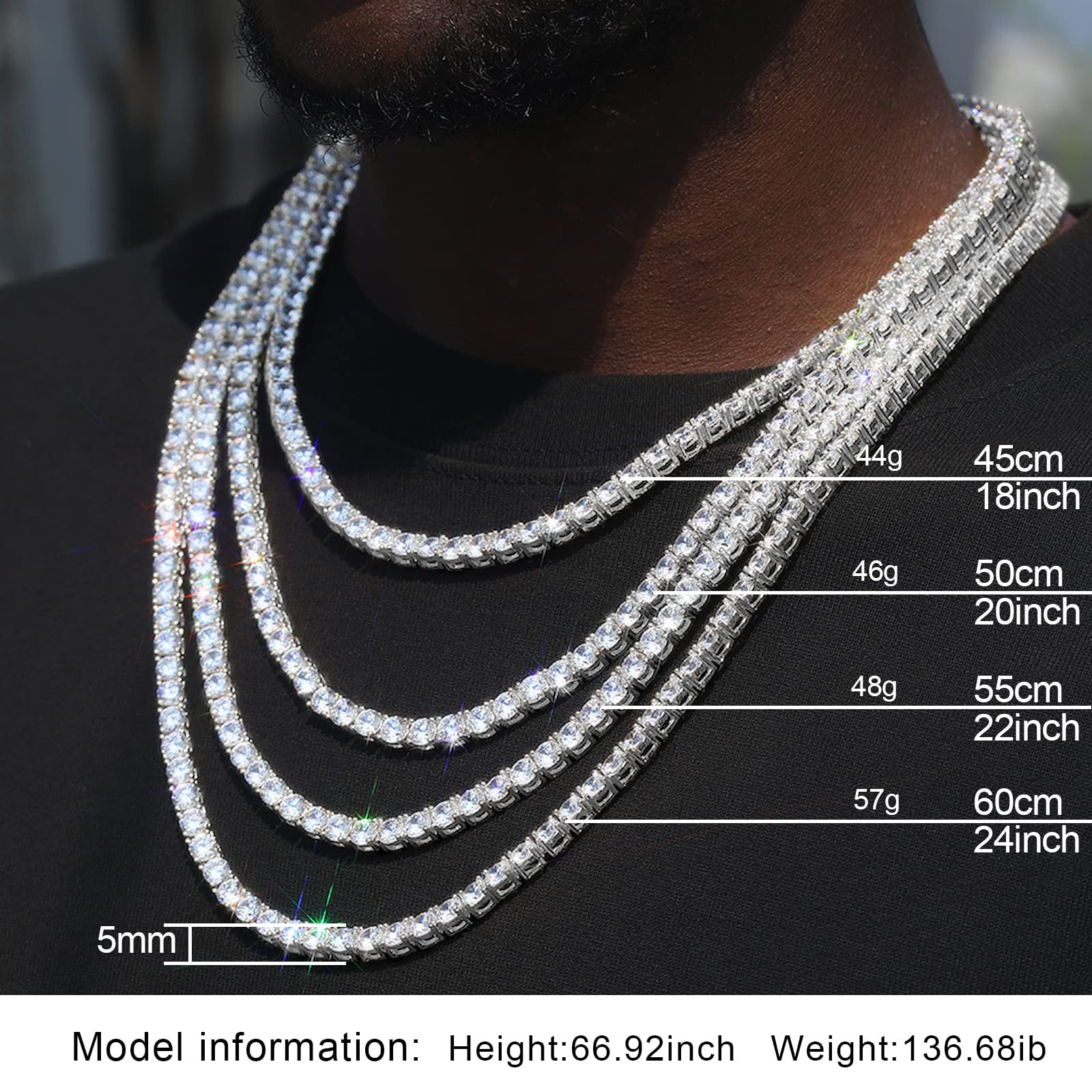 3 Prong Tennis Necklaces | Diamond Tennis Chain Necklace | 6 ICE, LLC