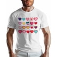 thumbnail image 1 of T-Shirts pour Hommes, T-Shirt en Coton à Col Rond avec Cœurs Colorés, Manches Courtes, Romantique, Saint-Valentin, 1 of 8
