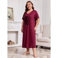 thumbnail image 3 of FEREMO Nightgowns for Women Plus Size Short Sleeve Nightshirts V Neck Sleepwear 1X-5X, 3 of 5