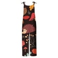 thumbnail image 4 of QATAINLAV Womens Overalls Wide Leg Jumpsuits Cute Mushroom Print Rompers Casual Loose Straps Jumpers with Pockets Summer Sleeveless Linen One Piece Pants, Brown, XXL, 4 of 5