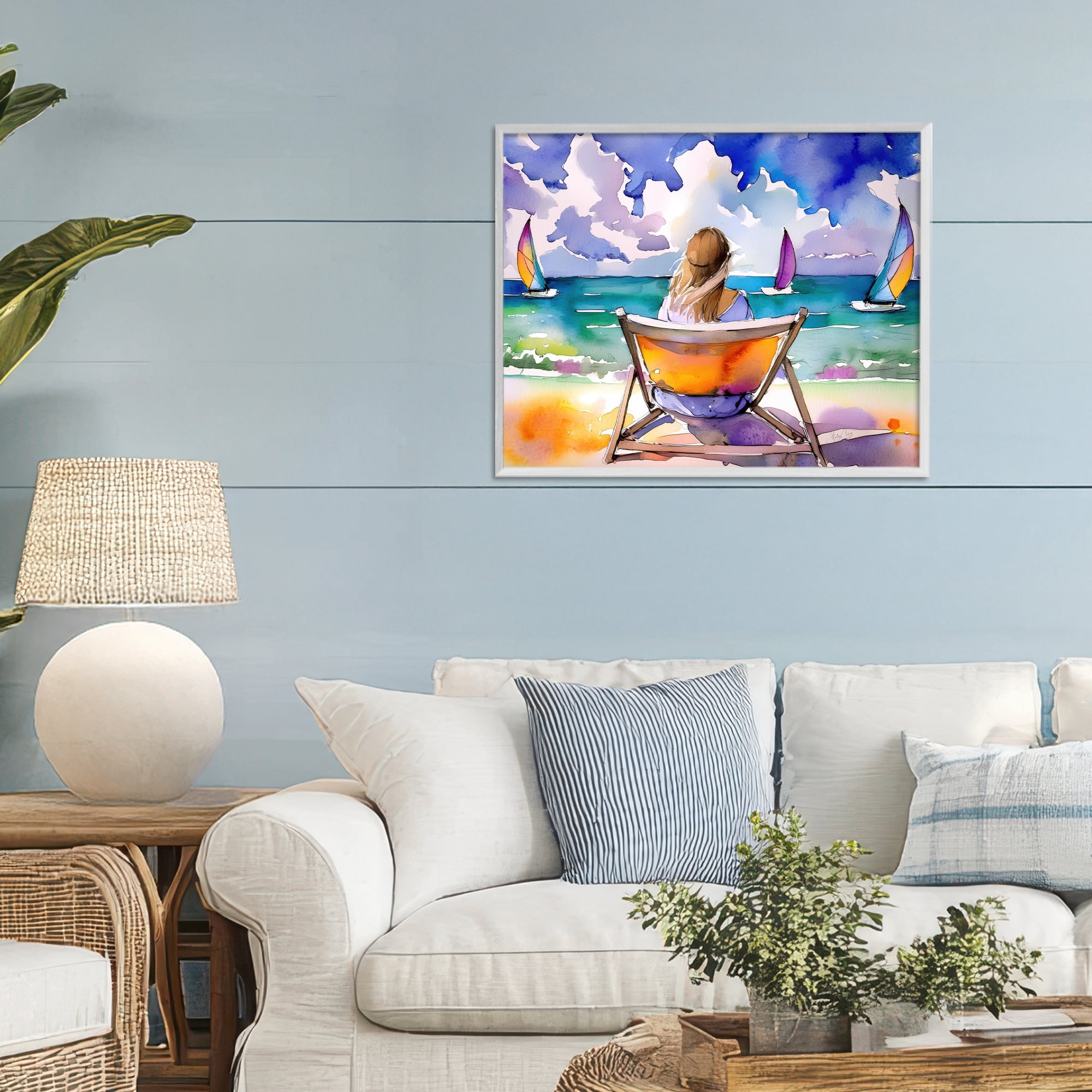 Stupell Industries Front Row to Paradise White Framed Giclee Art, design by Shelly Craig