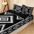 thumbnail image 2 of Erosebridal Traditional Aztec Zipper Full Size Comforter Sets with Fitted Sheet and 2 Pillowcases, Southwestern Stripe Zipper Bedding Set, Black White, Black Reversible, 2 of 7