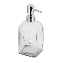 Grant Howard Mason Square Glass Soap Dispenser – 16 oz with Metal Pump