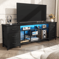 thumbnail image 6 of Tydimor Modern TV Stand for TVs up to 80", LED Entertainment Center with Power Outlets and 6 Drawers, Media Console with Storage for Living Room, Black, 6 of 8