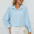 thumbnail image 4 of cfhntfmh Button down Shirts for Women Ruffle Long Sleeve Work Tops Textured Oversized Loose Collared Dressy Casual Blouse S-Xxl, 4 of 7