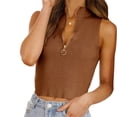 thumbnail image 2 of Womens Sleeveless Zipper Knit Crop Tops Short Knit Sweater Tops, 2 of 6