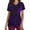 Purple, variant on Alkepwun Scrub Tops Women Halloween Scrubs Spooky Print Nurse Uniforms Gifts Stretchy V Neck Blouse Short Sleeve T Shirts with Pockets