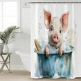 thumbnail image 2 of Small Stall Shower Curtain 48x72 Inch Narrow Half Size Bathtub Cute Pig Bath Curtains Bathroom Decor Funny Animal Modern Splash Ink Art Waterproof Fabric Shower Curtain Set with Hooks 48 Inch, 2 of 6
