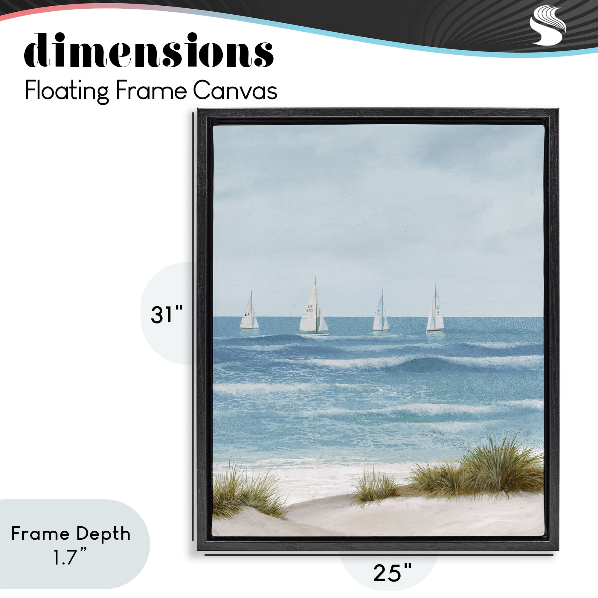 Stupell Industries Boats Sailing Away Black Framed Floater Canvas Wall Art, design by Lorenzo Collective